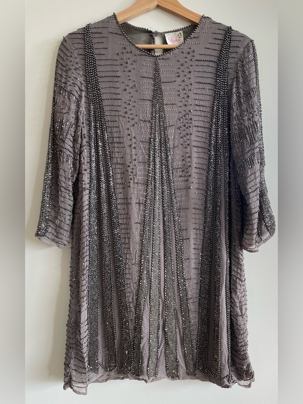 Parker Beaded Taupe Evening Tunic